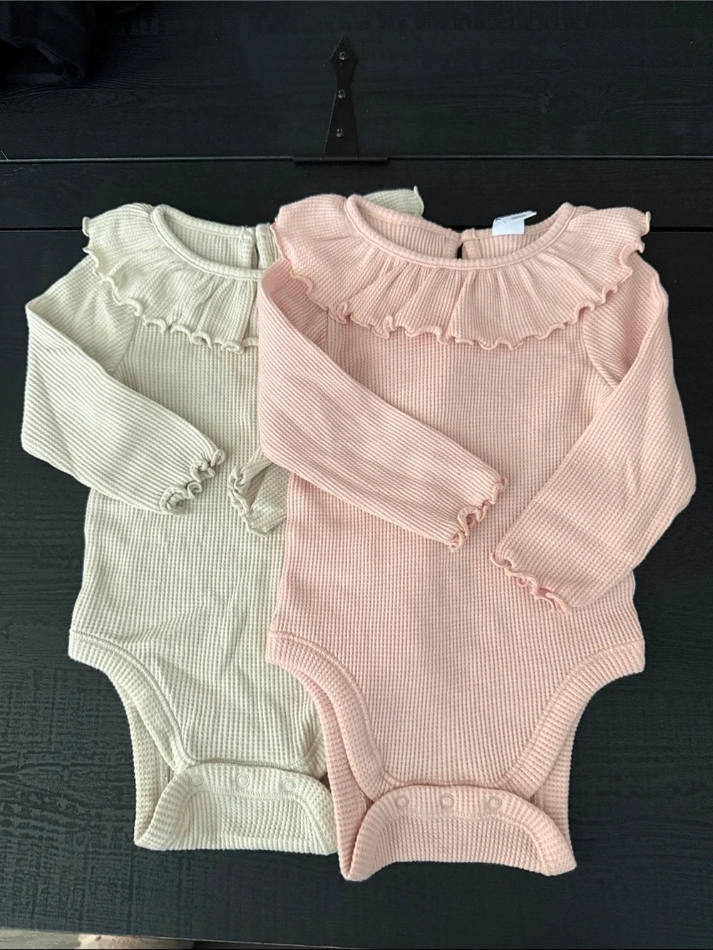 Old Navy Ruffled Knit Long-Sleeve Baby One-Pieces - Pink & Cream